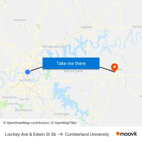 Lischey Ave & Edwin St Sb to Cumberland University map