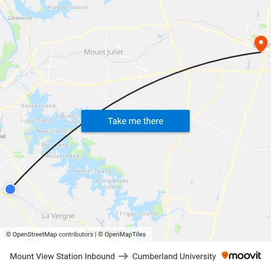 Mount View Station Inbound to Cumberland University map