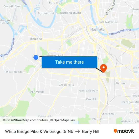 White Bridge Pike & Vineridge Dr Nb to Berry Hill map