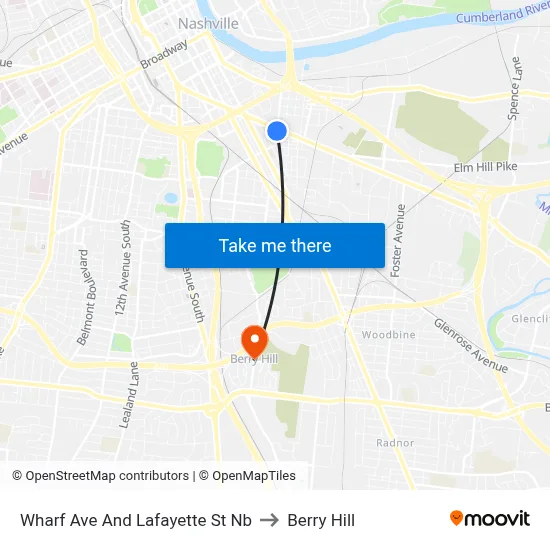 Wharf Ave And Lafayette St Nb to Berry Hill map