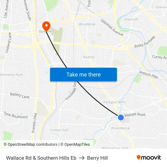 Wallace Rd & Southern Hills Eb to Berry Hill map