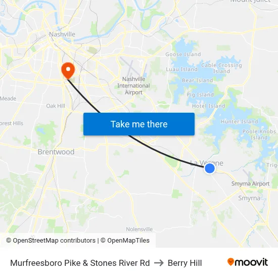Murfreesboro Pike & Stones River Rd to Berry Hill map