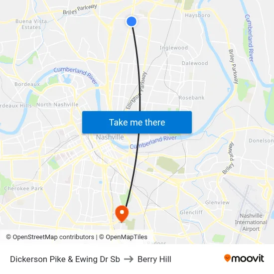 Dickerson Pike & Ewing Dr Sb to Berry Hill map
