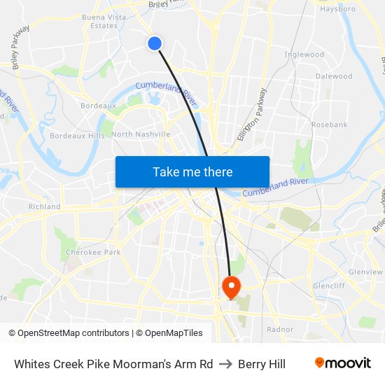 Whites Creek Pike  Moorman's Arm Rd to Berry Hill map