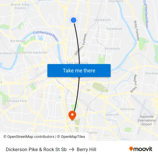 Dickerson Pike & Rock St Sb to Berry Hill map