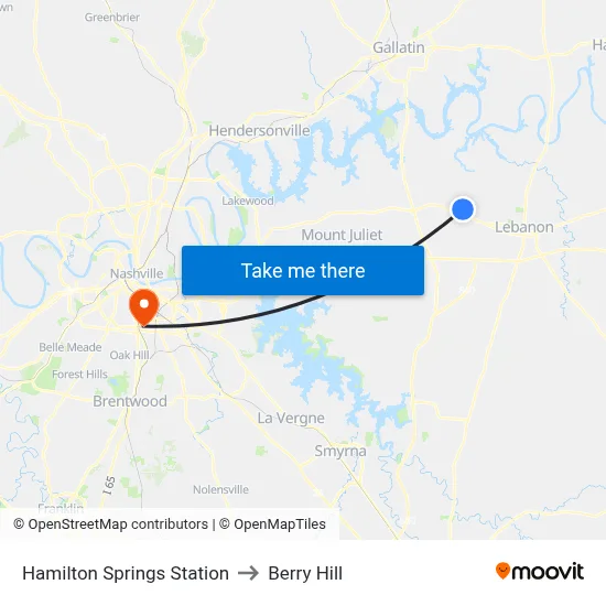 Hamilton Springs Station to Berry Hill map