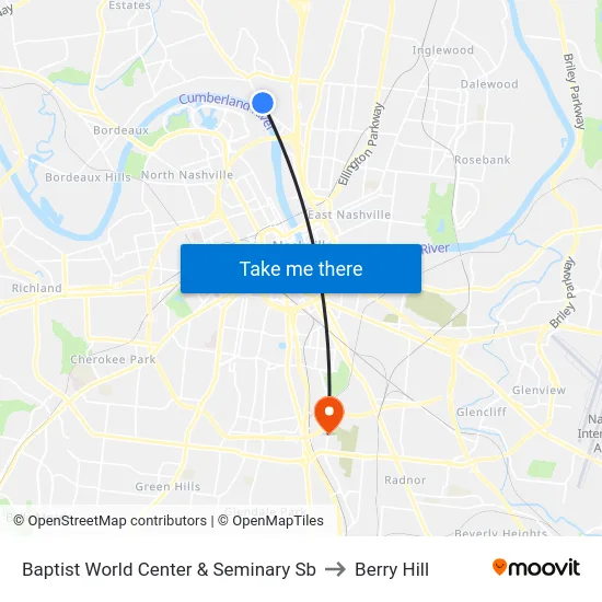 Baptist World Center & Seminary Sb to Berry Hill map