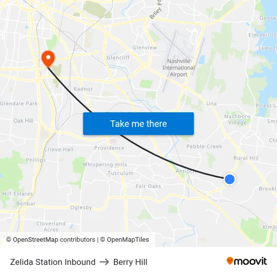 Zelida Station Inbound to Berry Hill map
