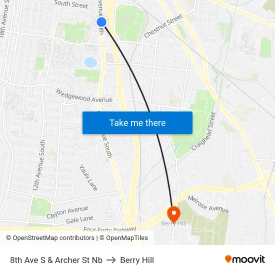 8th Ave S & Archer St Nb to Berry Hill map