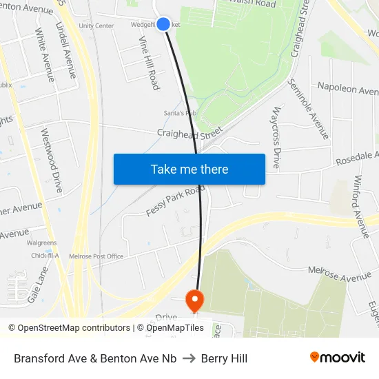 Bransford Ave & Benton Ave Nb to Berry Hill map