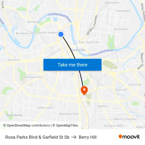 Rosa Parks Blvd & Garfield St Sb to Berry Hill map