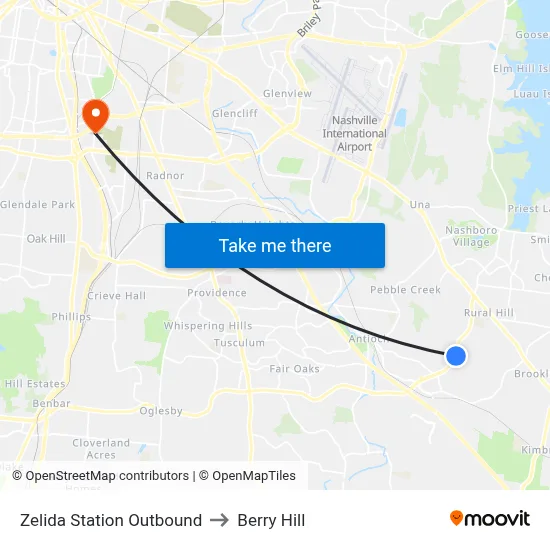 Zelida Station Outbound to Berry Hill map