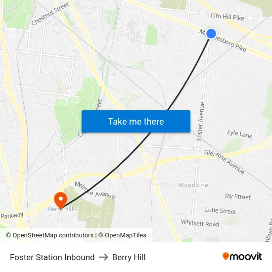 Foster Station Inbound to Berry Hill map