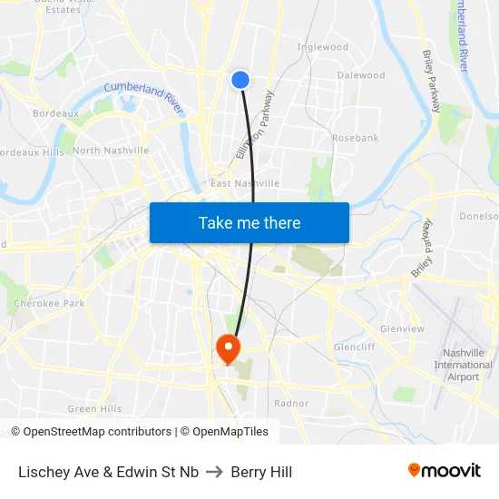 Lischey Ave & Edwin St Nb to Berry Hill map
