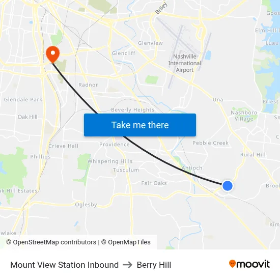 Mount View Station Inbound to Berry Hill map