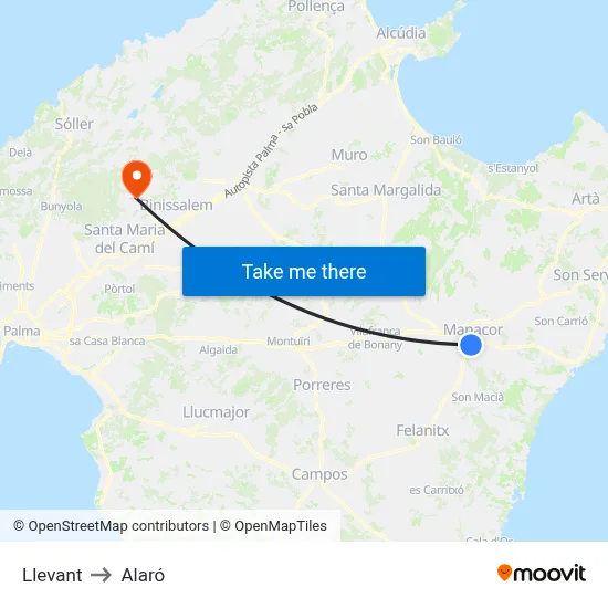 Llevant to Alaró map