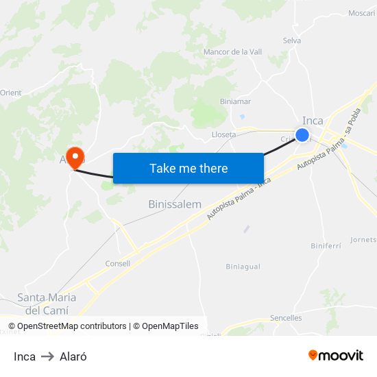 Inca to Alaró map