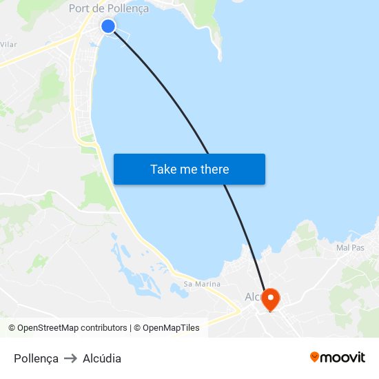 Pollença to Alcúdia map