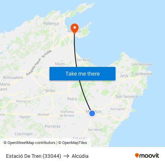 Estació De Tren (33044) to Alcúdia map