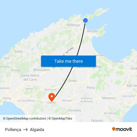 Pollença to Algaida map