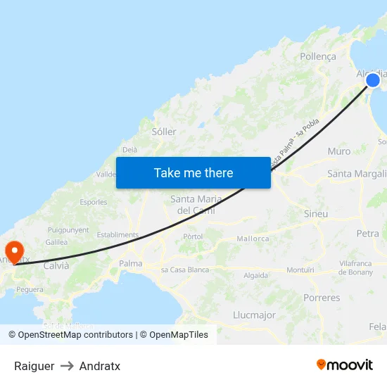 Raiguer to Andratx map