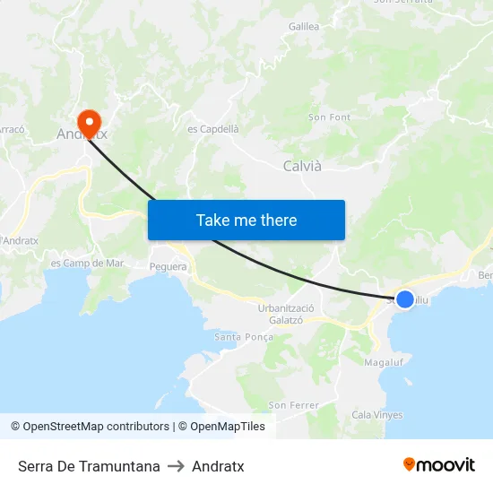 Serra De Tramuntana to Andratx map