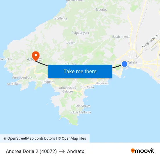 Andrea Doria 2 (40072) to Andratx map