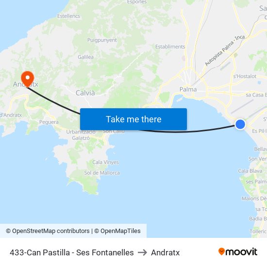 433-Can Pastilla - Ses Fontanelles to Andratx map