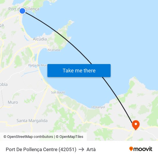 Port De Pollença Centre (42051) to Artà map