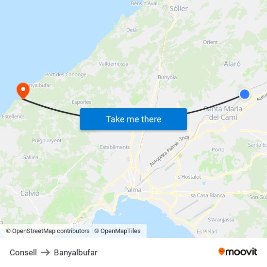 Consell to Banyalbufar map