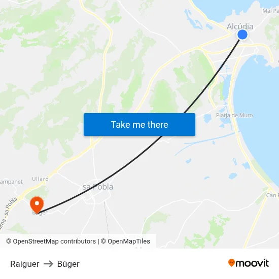 Raiguer to Búger map