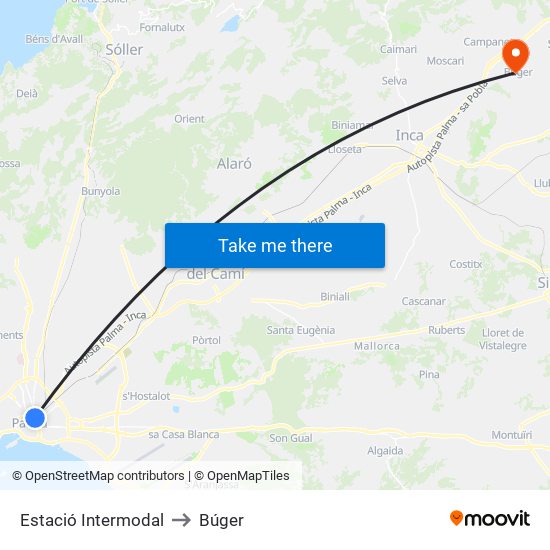 Estació Intermodal to Búger map