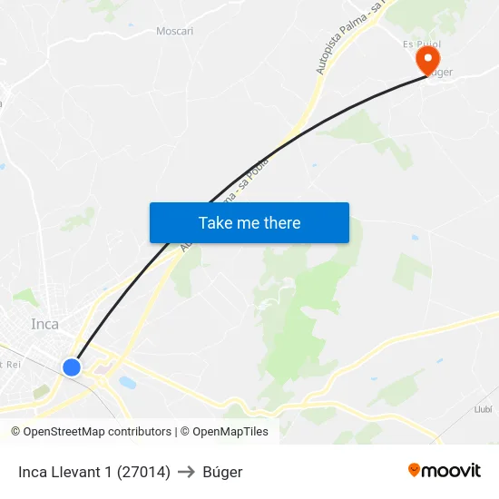 Inca Llevant 1 (27014) to Búger map