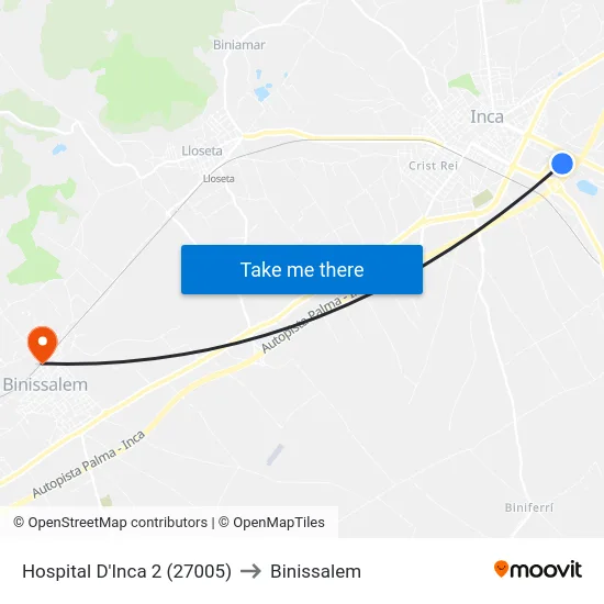 Hospital D'Inca 2 (27005) to Binissalem map