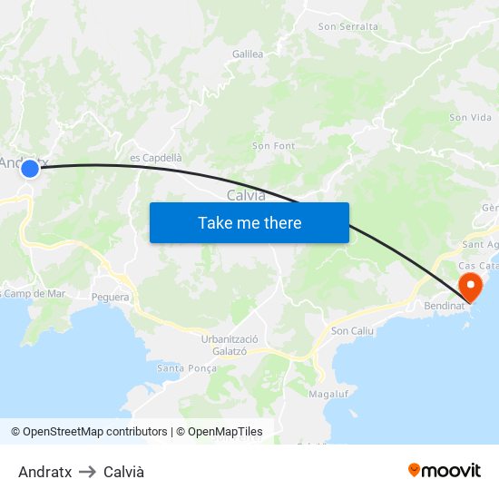 Andratx to Calvià map