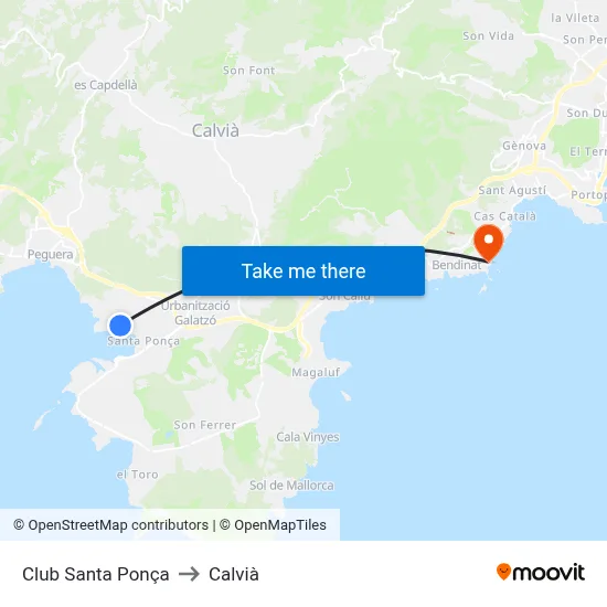 Club Santa Ponça to Calvià map