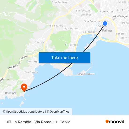 107-La Rambla - Via Roma to Calvià map
