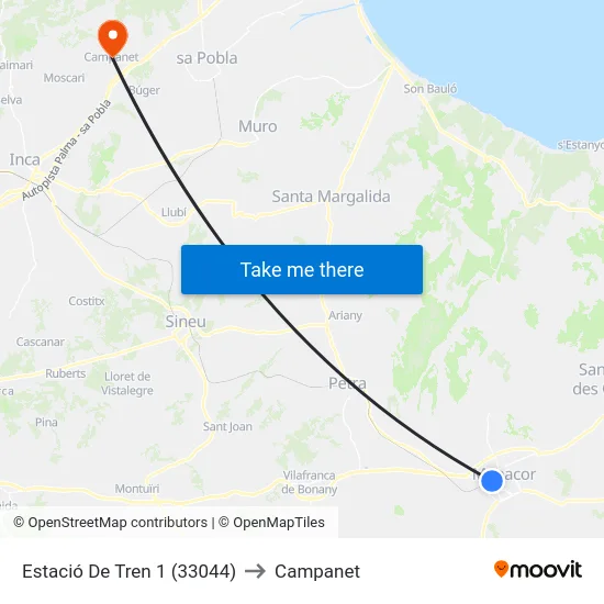 Estació De Tren 1 (33044) to Campanet map