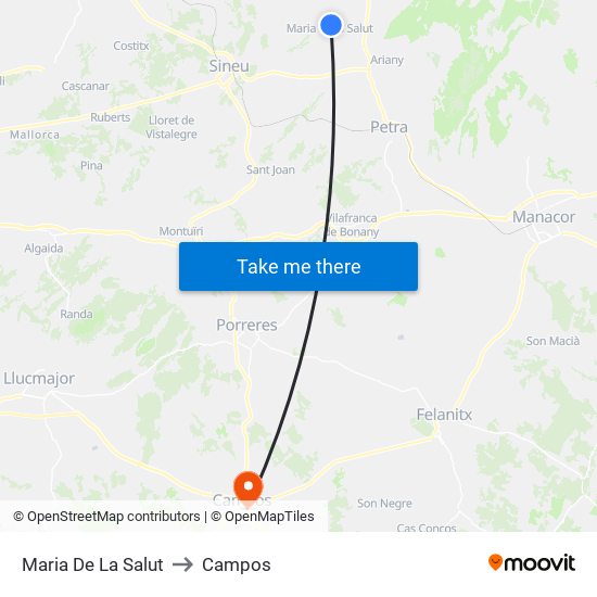 Maria De La Salut to Campos map