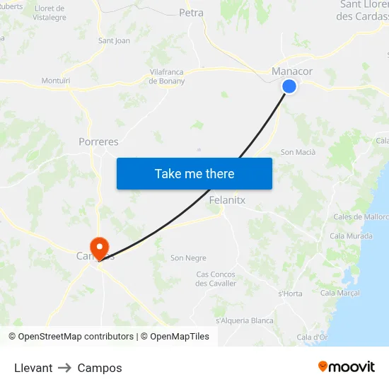Llevant to Campos map