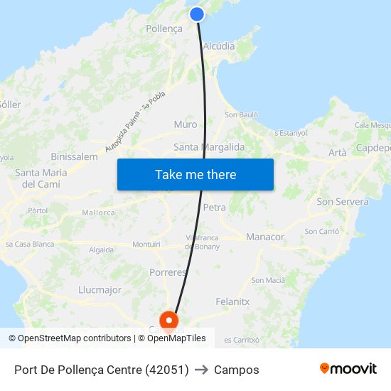 Port De Pollença Centre (42051) to Campos map