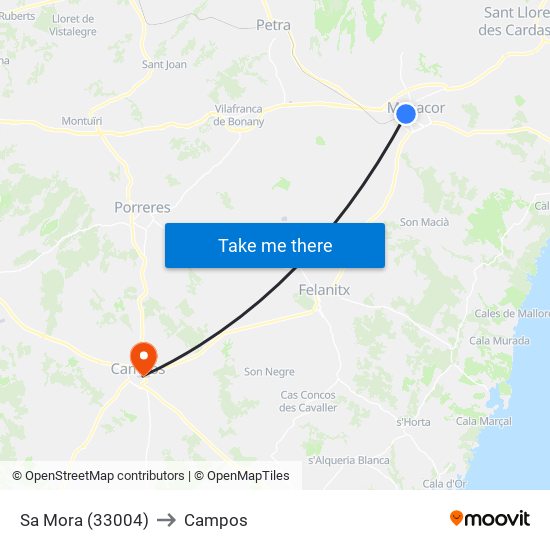 Sa Mora (33004) to Campos map