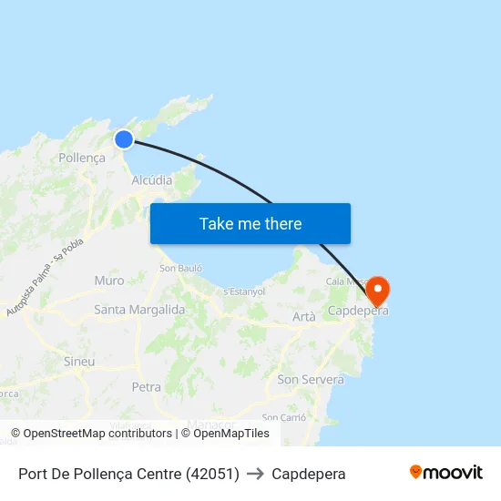 Port De Pollença Centre (42051) to Capdepera map