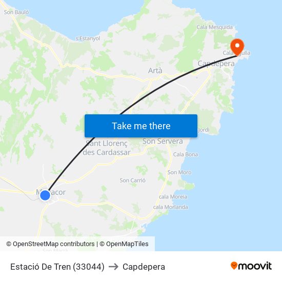 Estació De Tren (33044) to Capdepera map