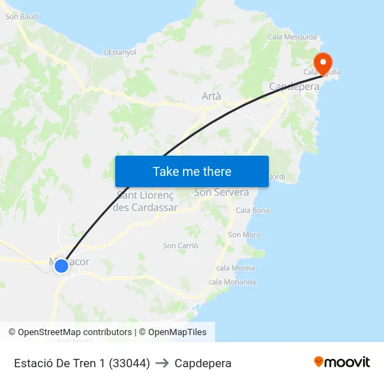Estació De Tren 1 (33044) to Capdepera map