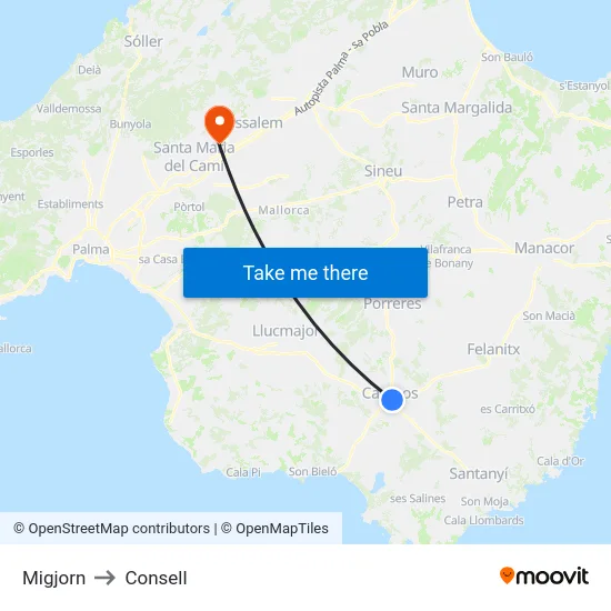 Migjorn to Consell map