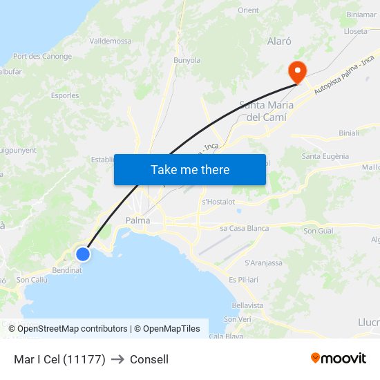 Mar I Cel (11177) to Consell map