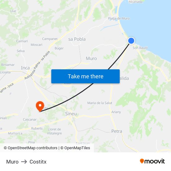 Muro to Costitx map