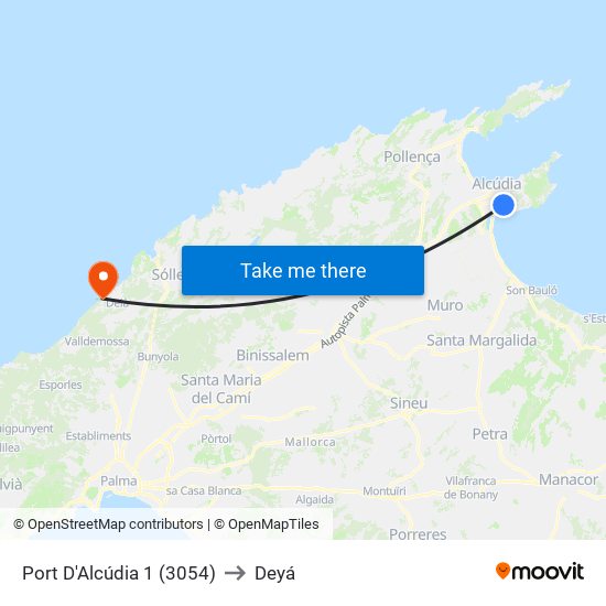 Port D'Alcúdia 1 (3054) to Deyá map