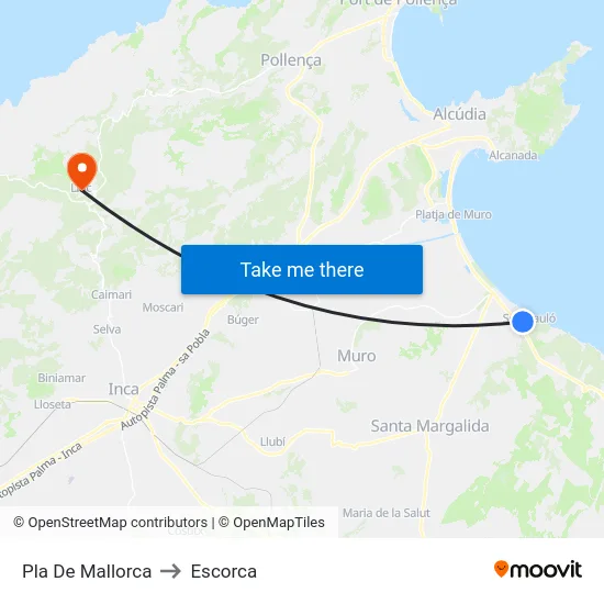 Pla De Mallorca to Escorca map
